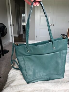 LC Lauren Conrad Teal Leather Tote Bag